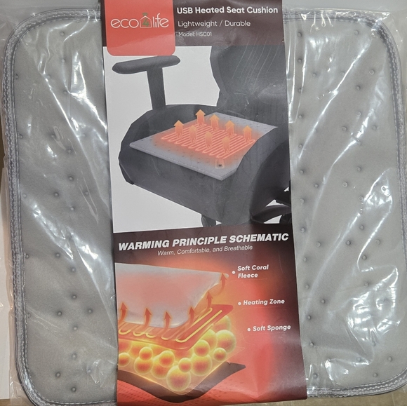 Electric‎ Heated Seat Cushion for Home, Office, Car, Outdoor Fishing, Camping - Picture 3 of 8